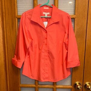 Chico's 2 Vibrant No Iron 3/4 Sleeve Blouse